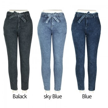 High Waist Jeans Women Streetwear Bandage Denim Plus Size Pencil Pants Skinny Jeans Woman Blue Gray